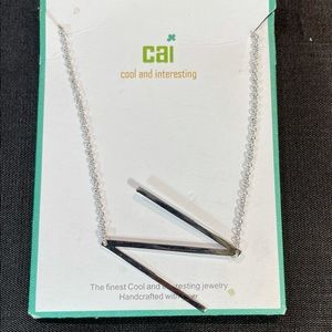 CAI Silver Large Sideways Initial Necklace -N, New